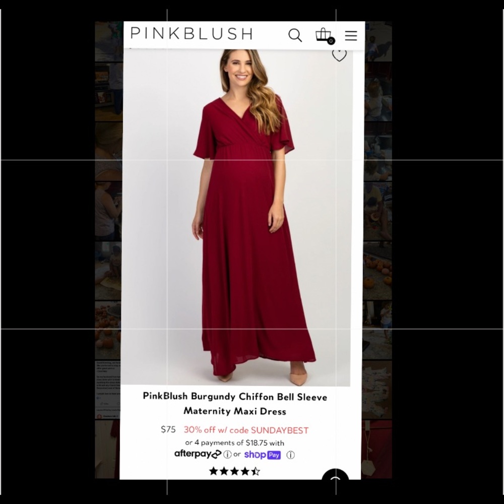 PinkBlush Burgundy Chiffon Maternity Maxi Dress